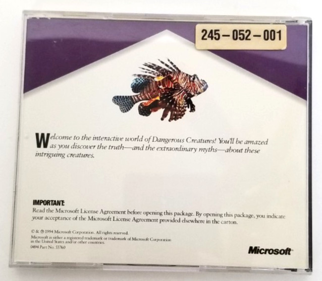 Microsoft Home Dangerous Creatures PC CD-ROM Educational Software 1994 . VGT
