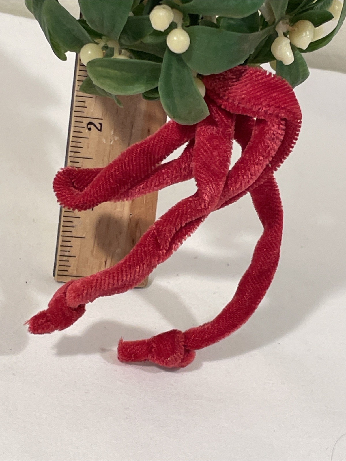 VINTAGE NAPCO HANGING PLASTIC MISTLETOE BALL with FELT PIXIE ELF ON TOP