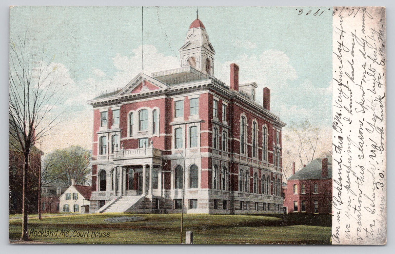 Rockland ME Maine Court House 1906 UDB Postcard