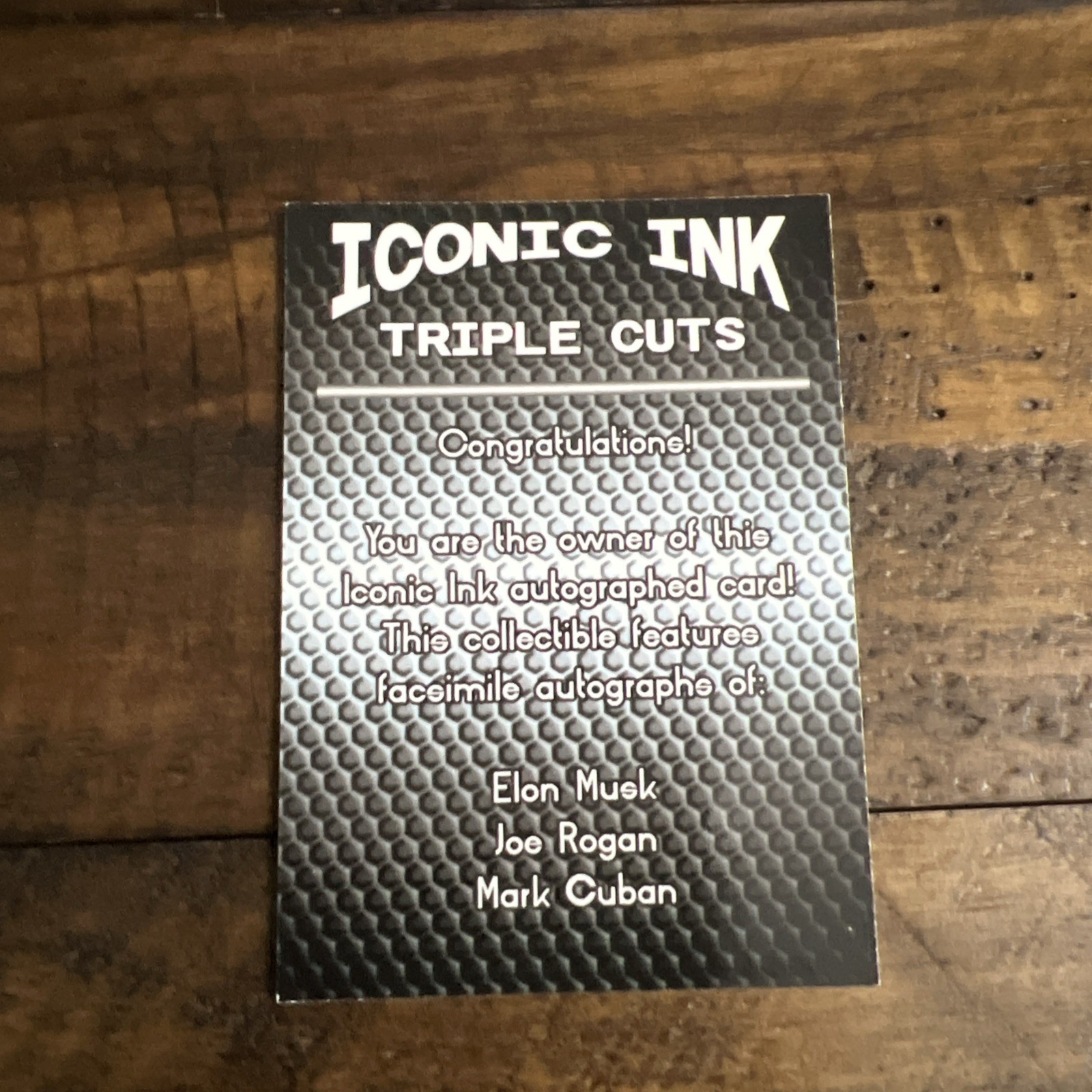 Iconic Ink Triple Cuts Novelty Card Elon Musk Joe Rogan Mark Cuban FACSIMILE