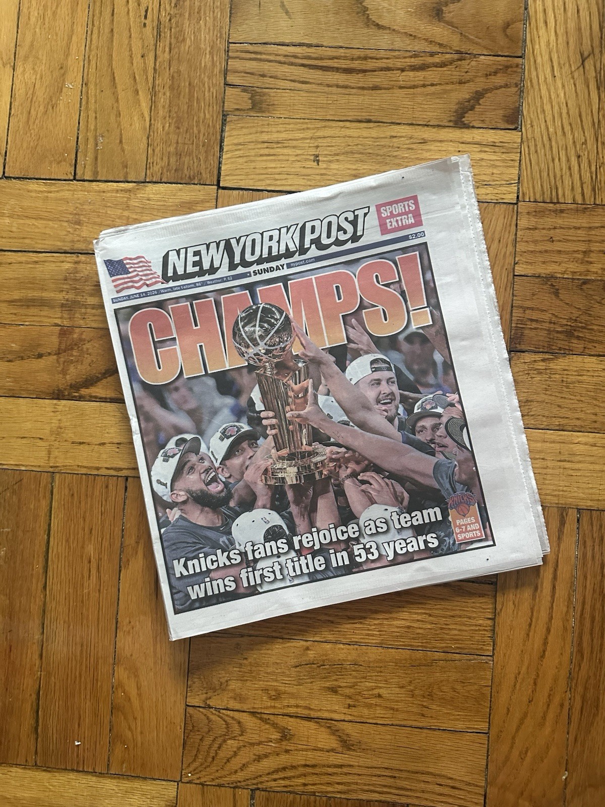 CHAMPS! KNICKS WIN NBA FINALS! WE’RE NUMBER BRUN! New York Post 6/14/2026