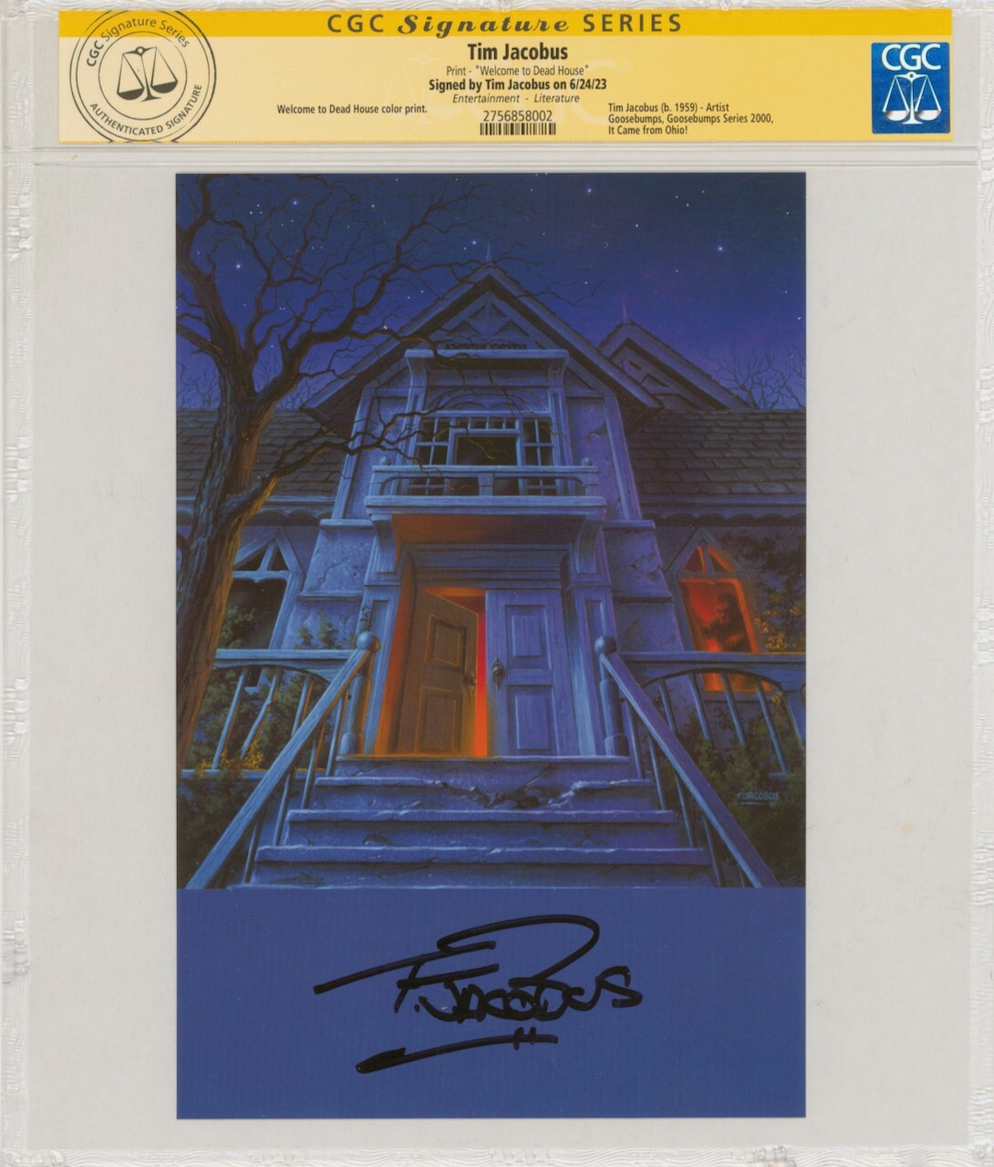 CGC SS Tim Jacobus SIGNED Goosebumps Art Print RL Stine ~ Welcome to Dead House