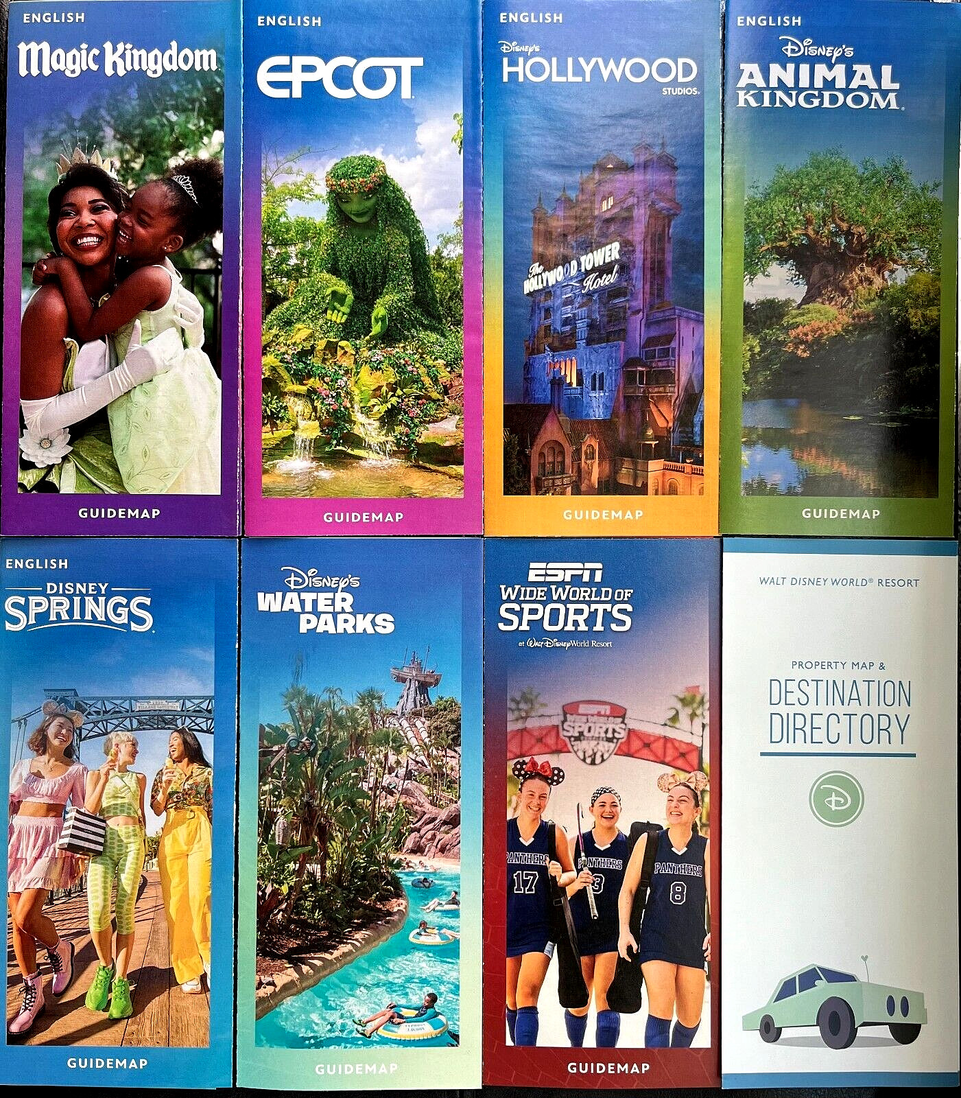 NEW 2023 Walt Disney World Theme Park Maps -8 Guide Maps-Newest Available WDW