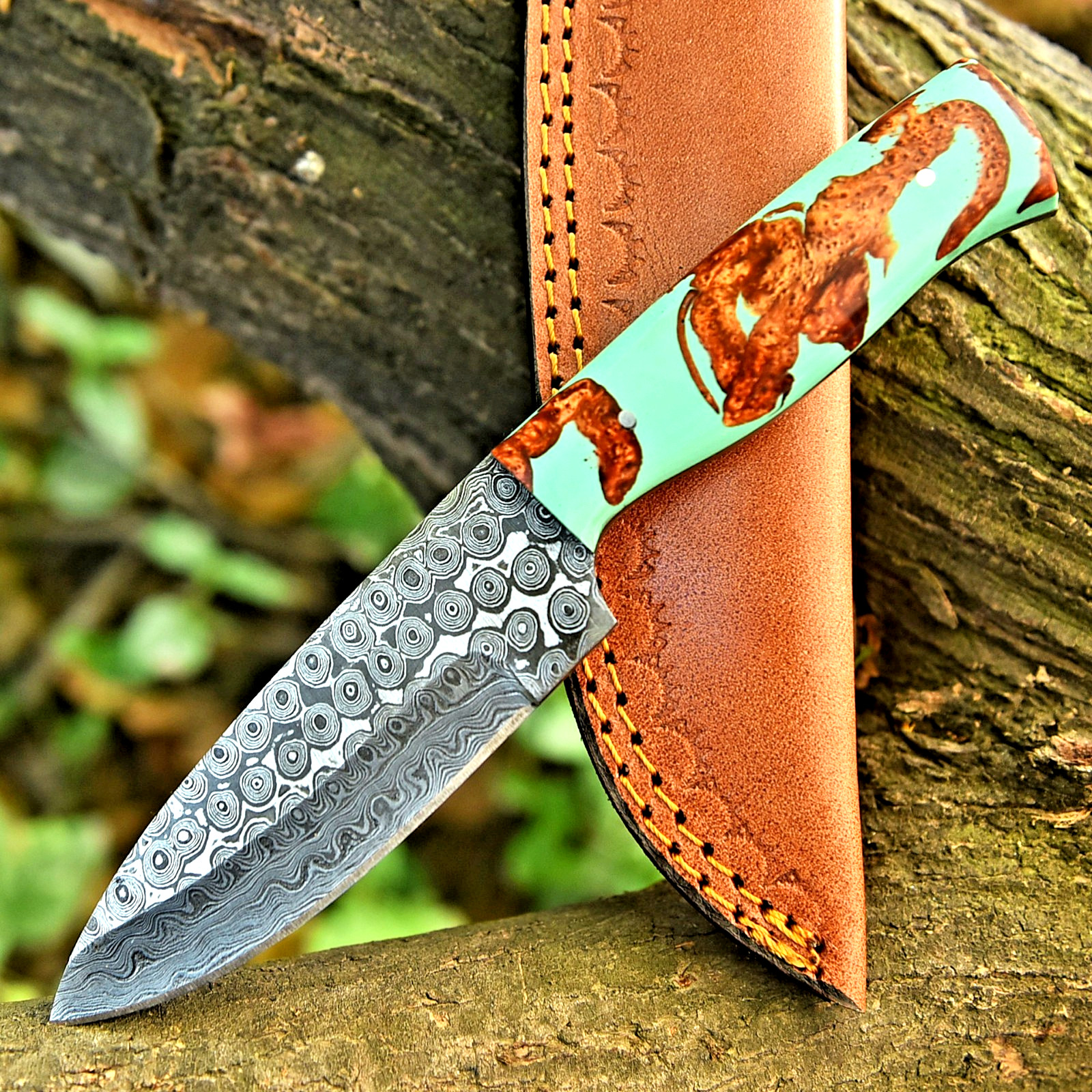 Custom Hand Made Damascus Hunting Knife / Hand Forged Damascus Steel Blade 2967