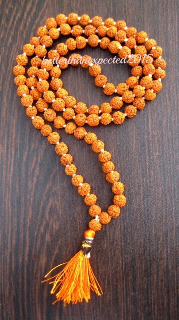 5 MUKHI LORD SHIVA HINDU -BUDHA YOGA 108+1 RUDRAKSHA BEADED 8MM PRAYER MALA
