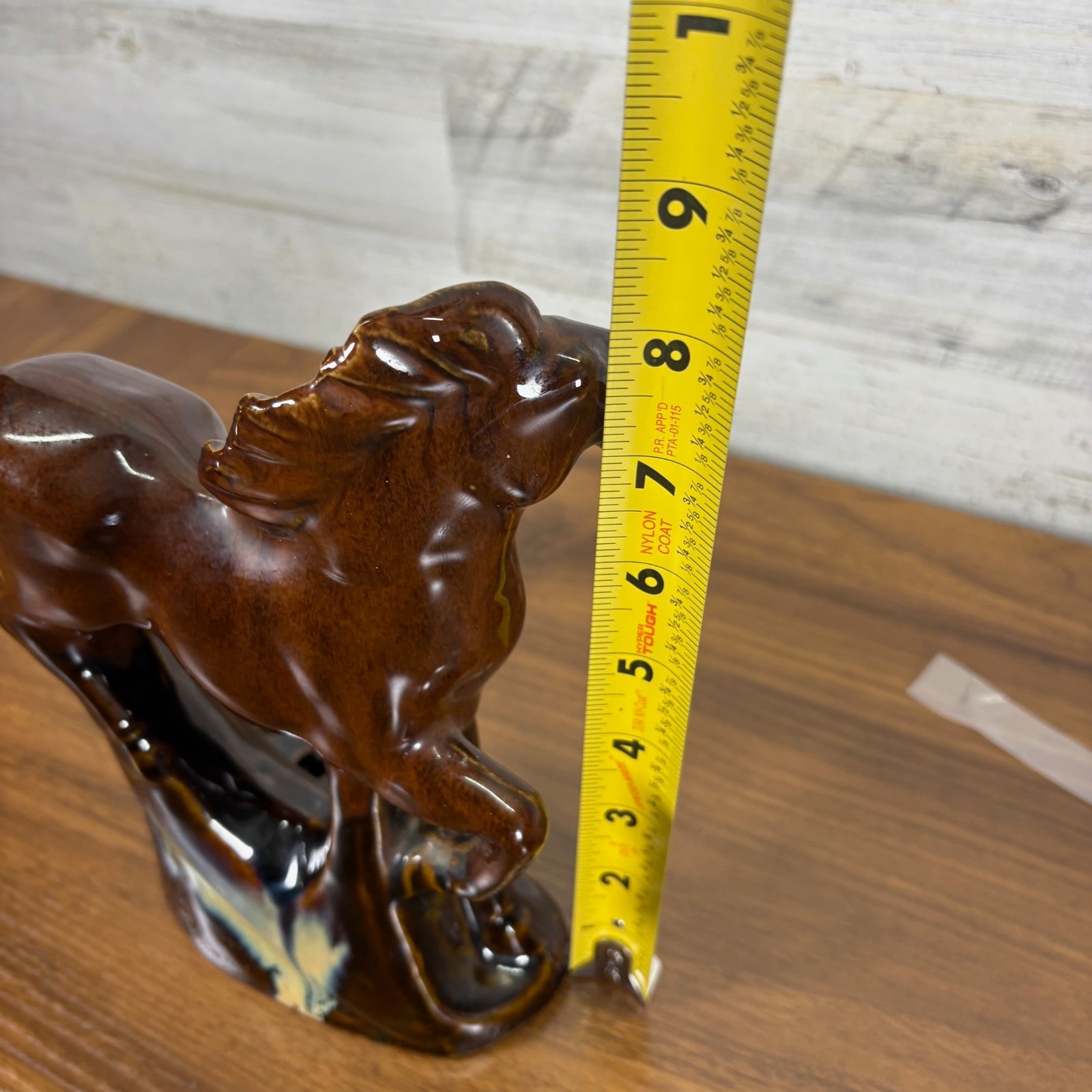 Rearing Horse Mid Century Modern Glazed Porcelain Statue Marked