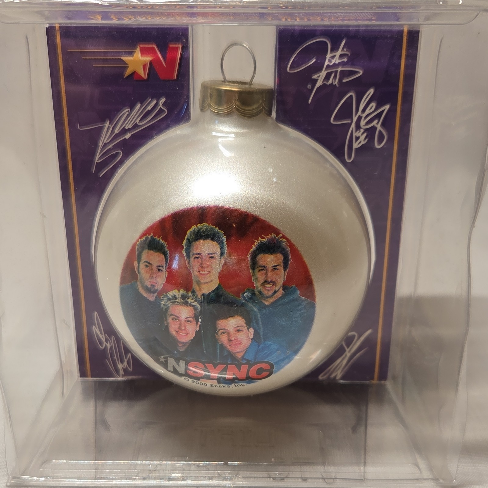 Vintage 2000 NSYNC Glass Christmas Ornament In Box Zeeks New Round Ball