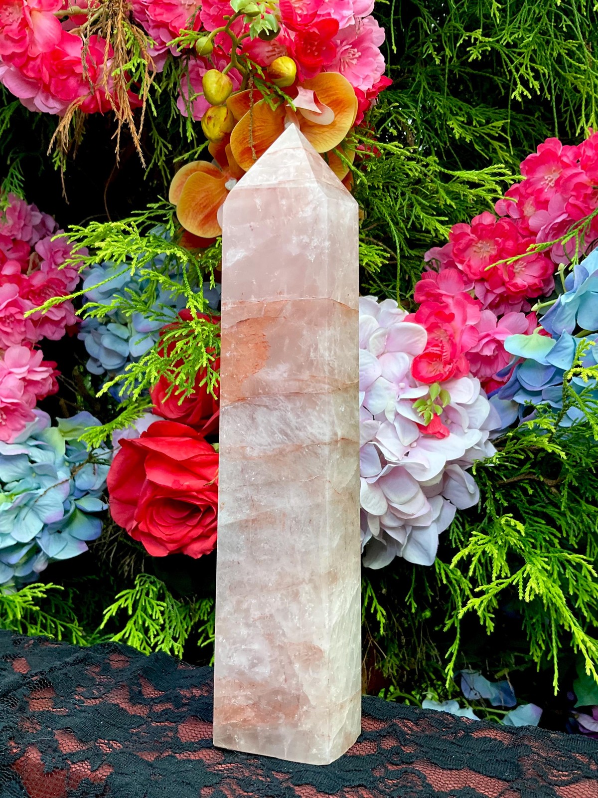 Red Phantom Quartz Crystal Generator ~ Large 2 Lb. 4 oz. ~ 9″ Tall ~ Kundalini