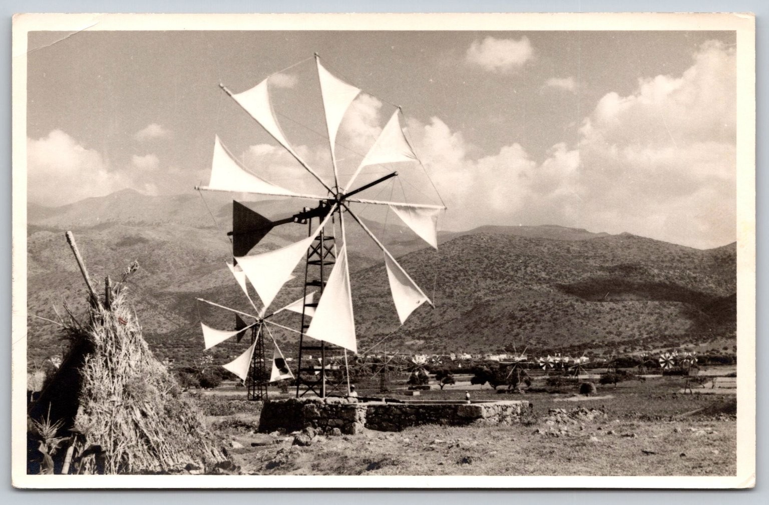 Vintage RPPC Crete Greece Lasithi Plateau Windmills Landscape Postcard E134
