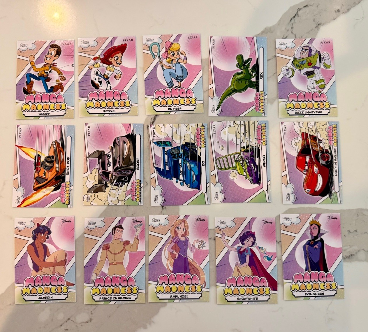 2026 Topps Disney Neon MANGA MADNESS Insert Complete Set 15 Cards