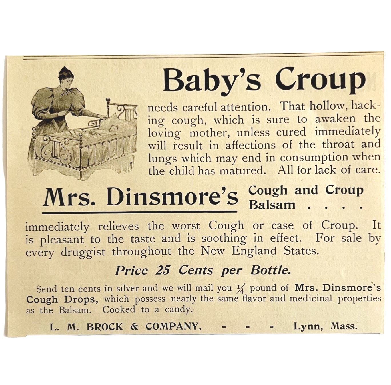 Mrs Dinsmore’s Cough Croup Balsam 1894 Advertisement Victorian Medicine ADBN1ff