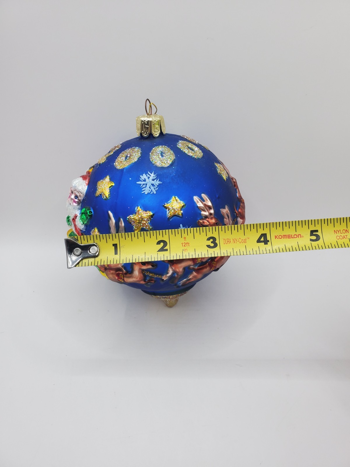 Millenium 2000 Mouth Blown & Hand Crafted Glass Christmas Ornament Santa an Deer