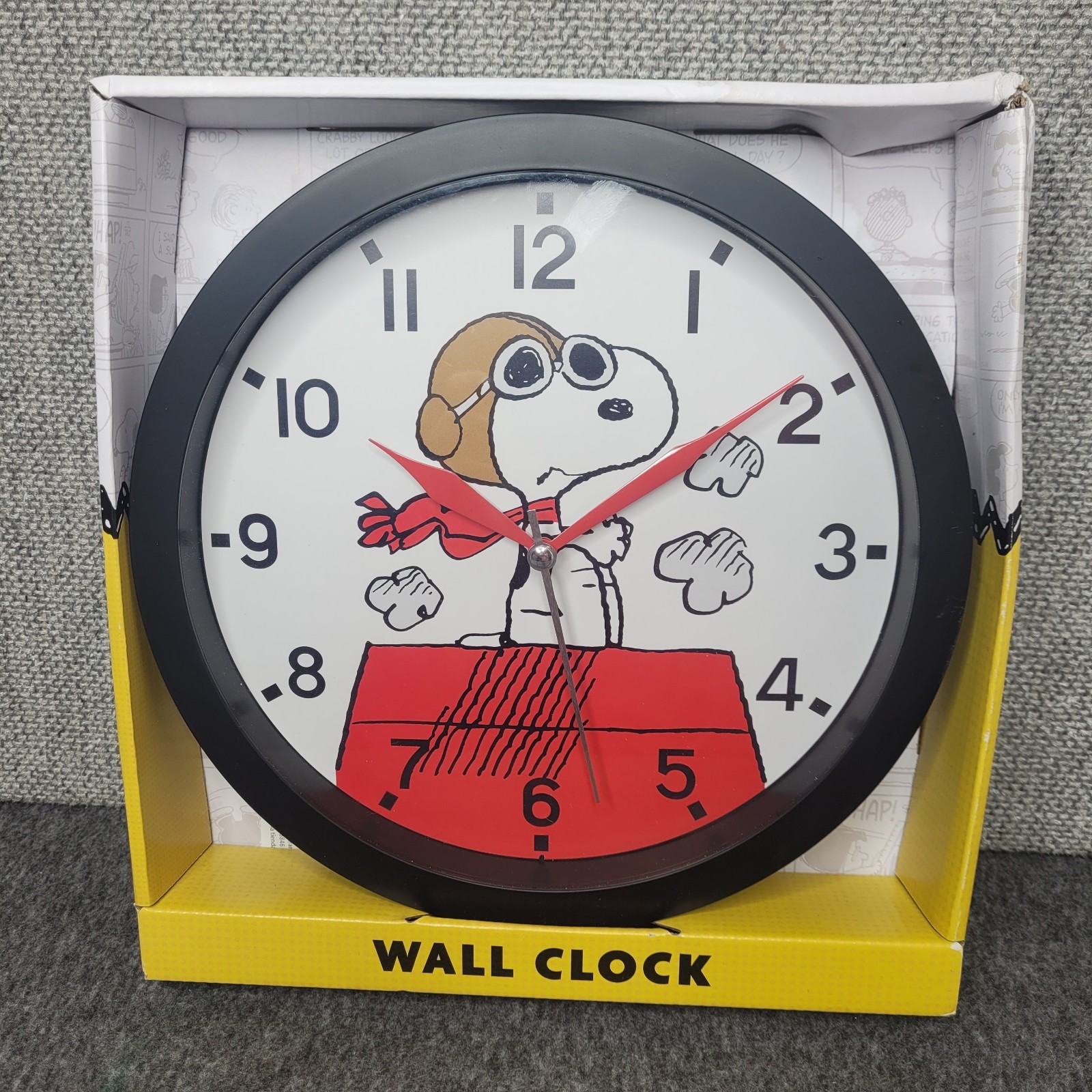 Peanuts~Snoopy Red Baron~Retro Wall Clock~10″~Large Number Analog~NEW