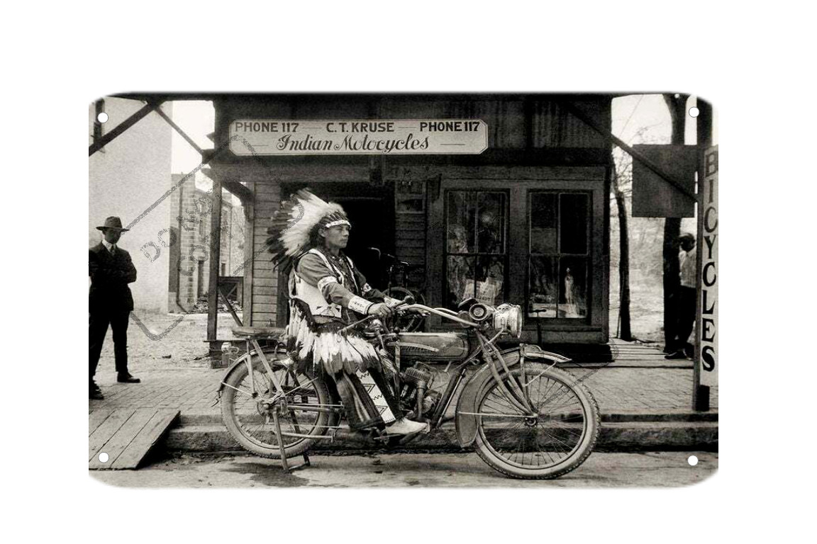 Vintage Indian Motorcycle Chief 1920s Retro Ad 8×12 Aluminum Metal Sign