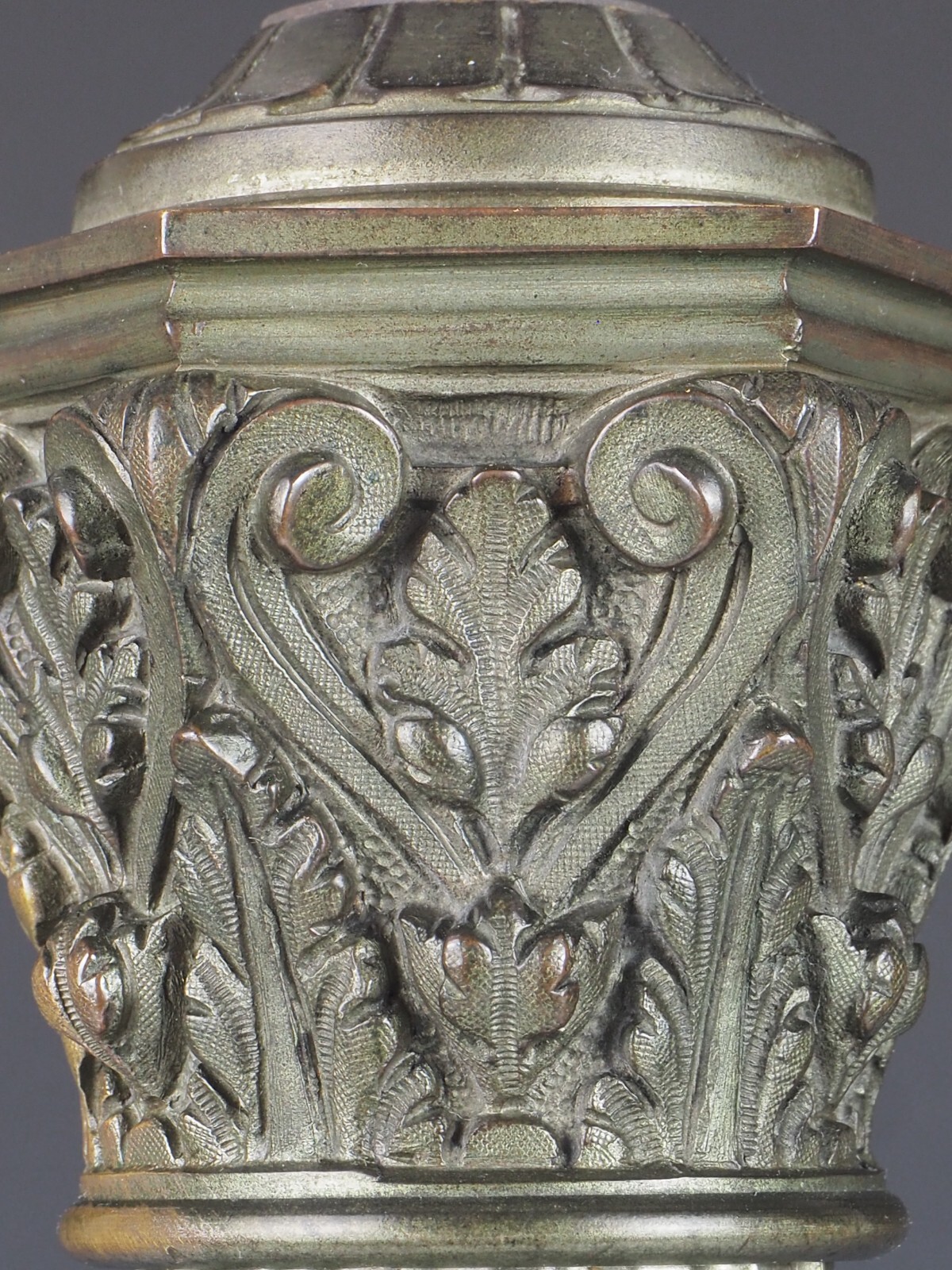 Gothic Bronze Table Lamp Antique Corinthian Column