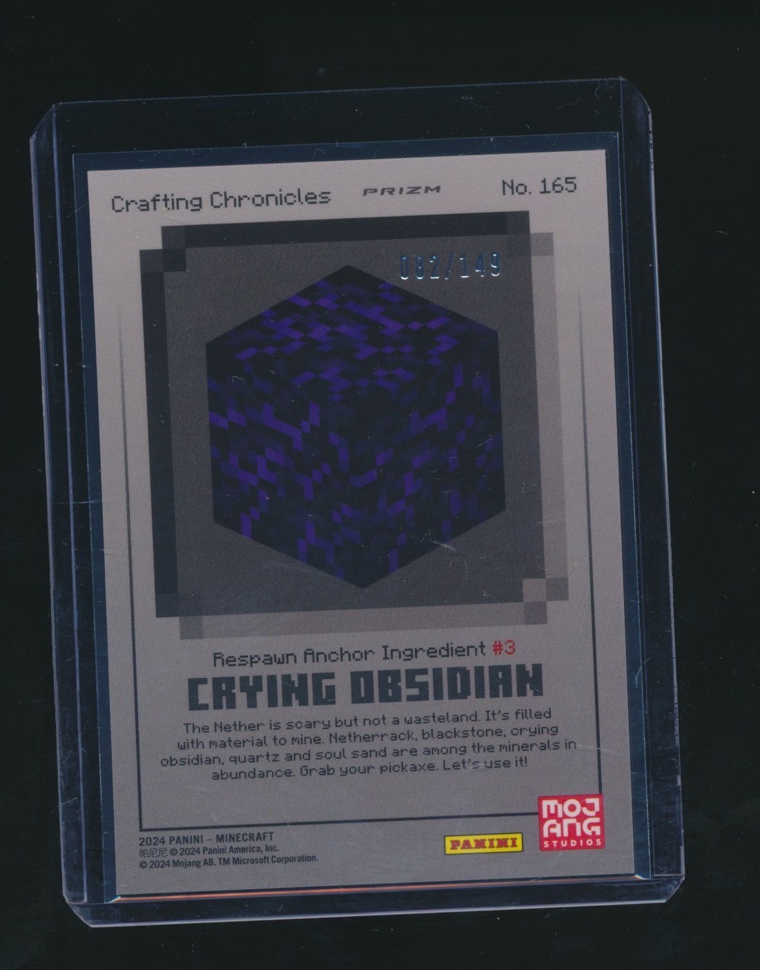 CRYING OBSIDIAN 2024 PANINI MINECRAFT PRIZM PARALLEL 082/149 #165