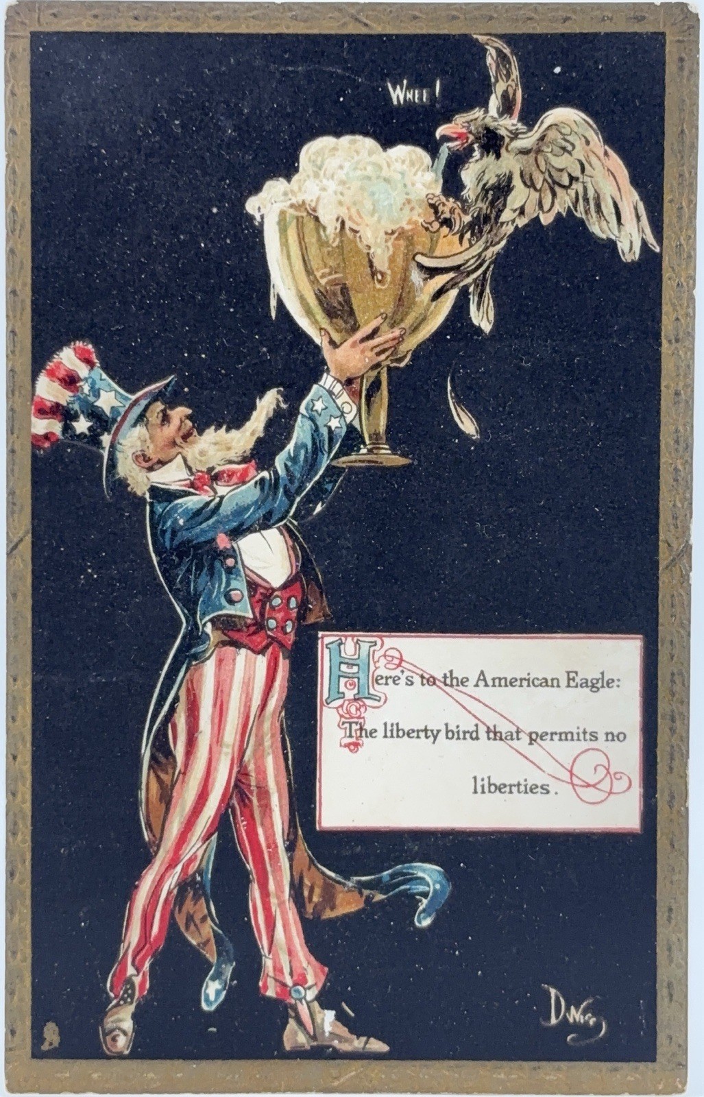 1908 Postcard -Uncle Sam “Toasts Of To-day” Series ~ #9271