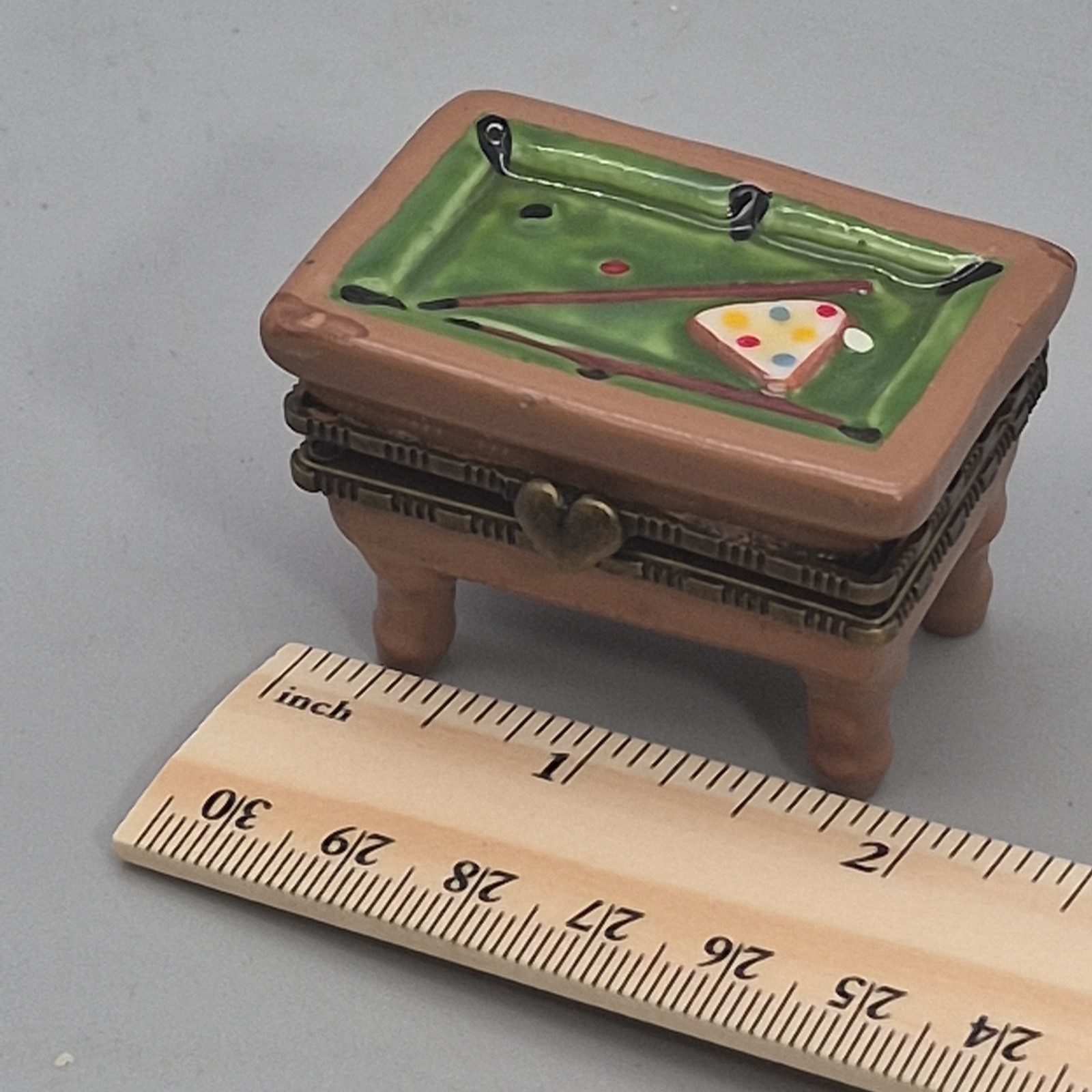 Porcelain Hinged Box PHB Billiards Pool Table Snooker Collectible Trinket Box