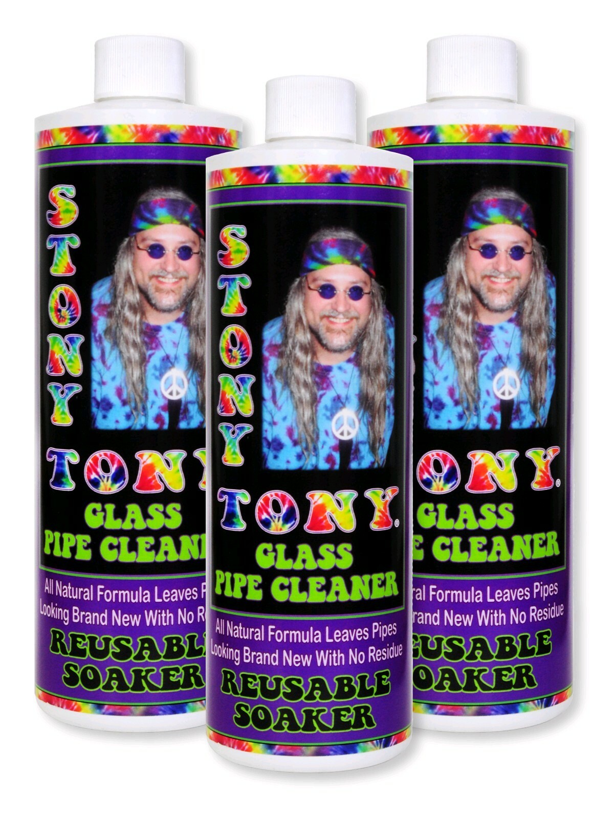Stony Tony Glass Pipe Cleaner 3 16oz bottles All Natural Cleaner Non Toxic