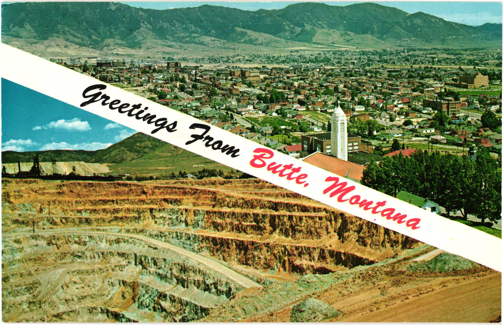 Greetings from Butte, Montana Postcard Unposted