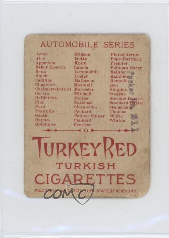 1910 Turkey Red Automobile Series Tobacco T37 Baker Electric 11bd