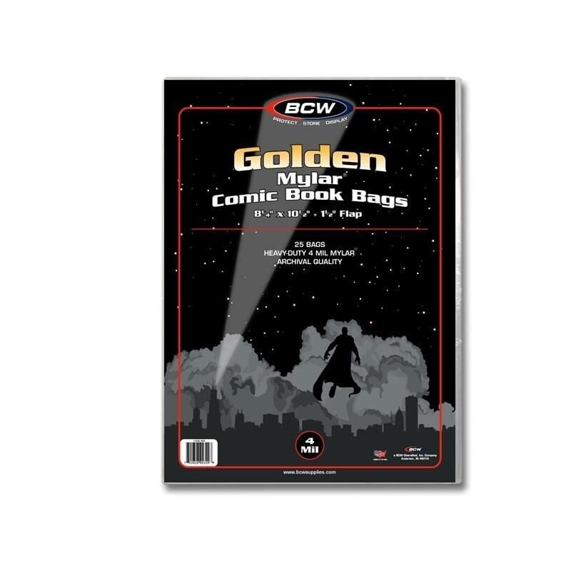 Pack of 25 BCW Golden Age Comic Archivals Mylar Bags 4-Mil 8.25 x 10.5 Acid Free