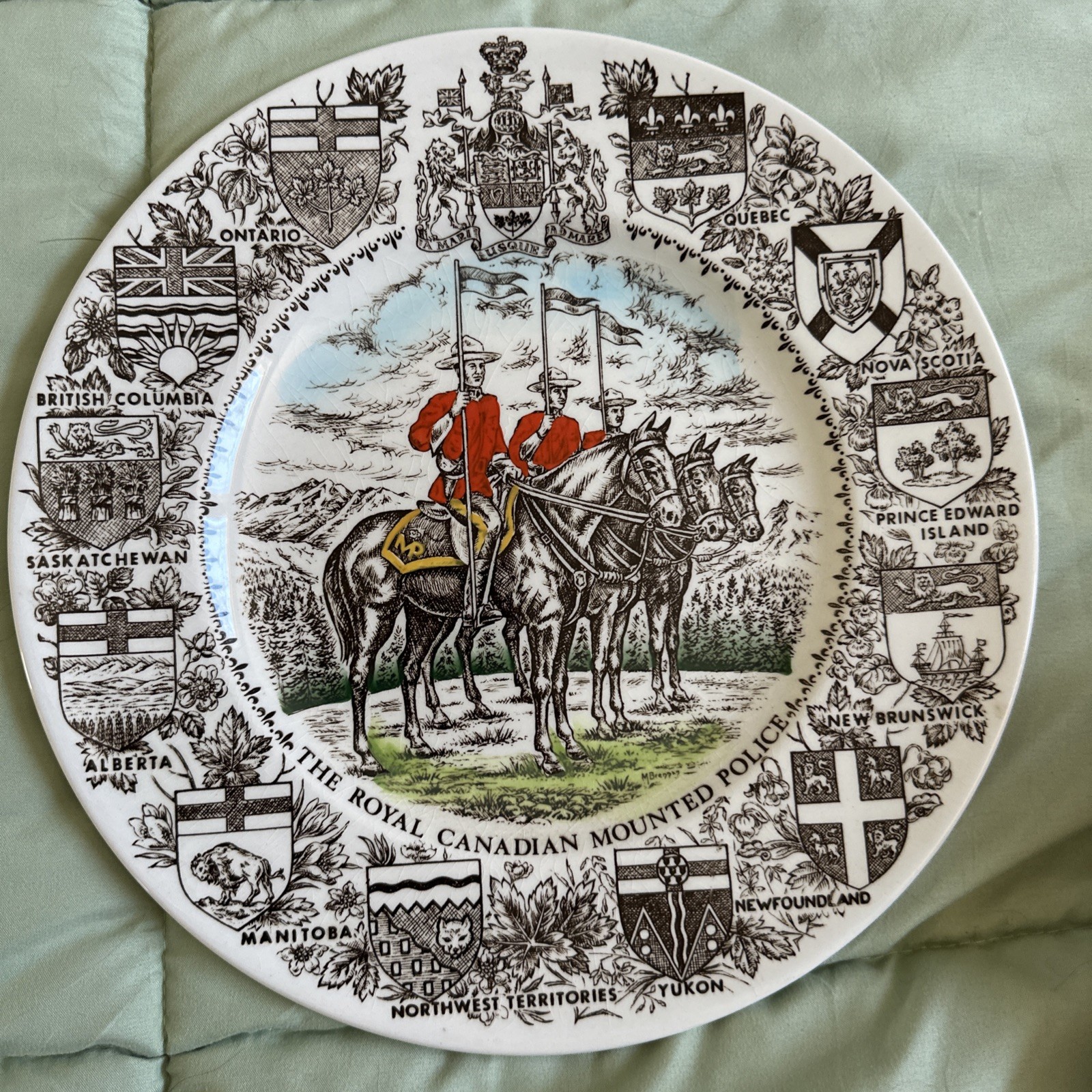 RCMP Commemorative Plate. Canadian Mounted Police. Mid Century Collectible.