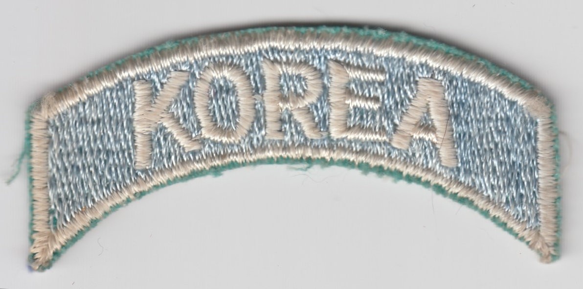 Vintage US Army Korea Shoulder Scroll Patch Insignia Military Tab Blue White