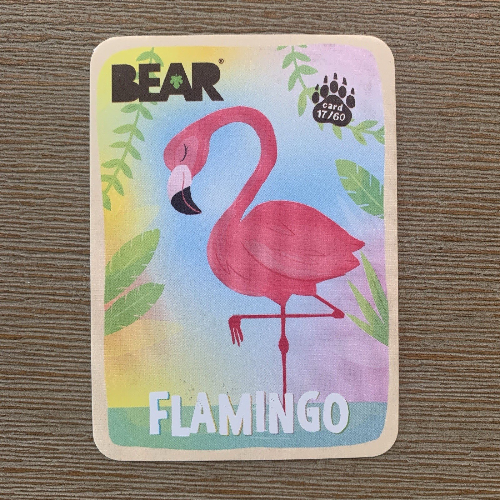 BEAR Snacks Card Flamingo #17 Collectible Fruit Snack Animal Trading Cards