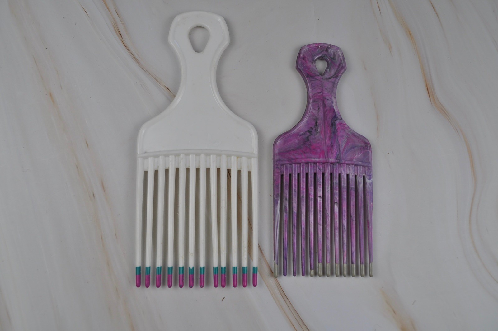 Vintage Hair Picks Set of 2 Unbranded Made in USA Hair Lift Pick