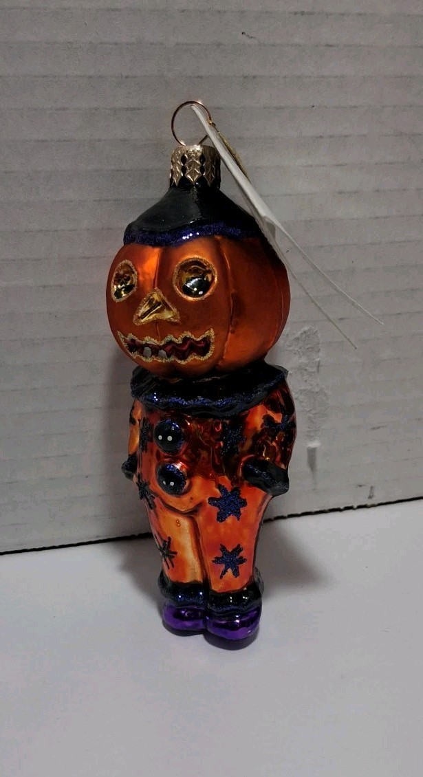 Vintage 2001 Christopher Radko JEST JACK O Lantern Ornament 4.5” Pumpkin Face