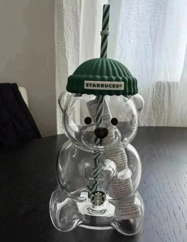 2026 Starbucks Barista Bear Cup Limited Edition Glass Cup Xmas Gifts 503ml New