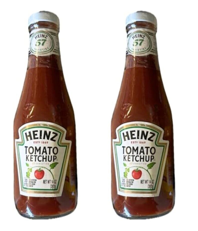 Heinz Ketchup in Glass Bottle 14 oz Fresh Stock Kosher 2 Bottles