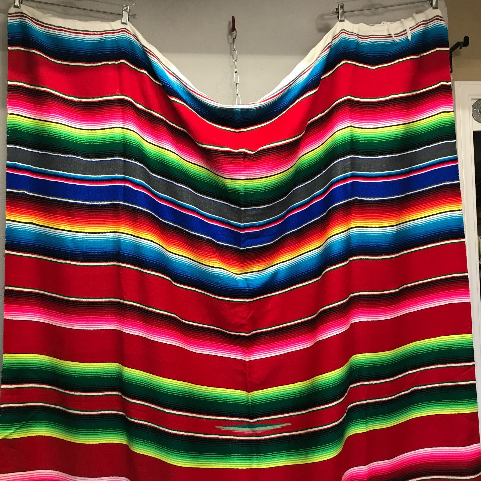 Thick Soft Mexican Falsa Blanket Rainbow Striped Rustic Boho 60″ x 83″