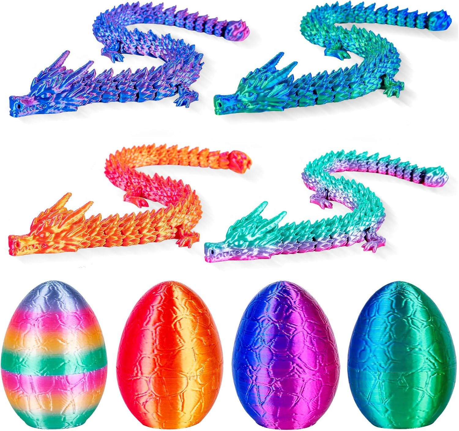 4Pcs 3D Printed Dragon Eggs Mini Dragon Eggs with 8.86Inch Dragon inside 3D Prin