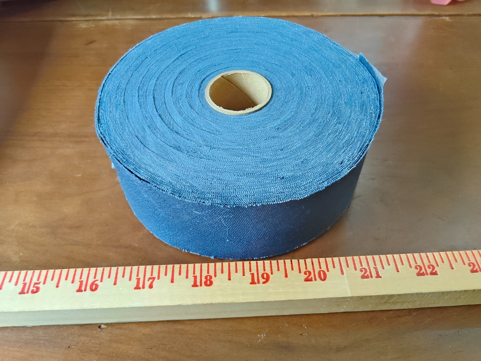 one vintage roll of blue denim colored binding/trim 2 in wide yardage unknown