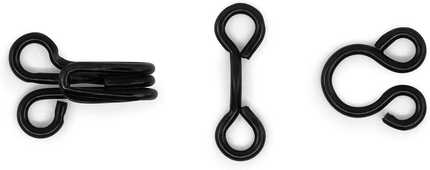 Elegant Hook & Eye Closures – 14 Count, Size 3, Black – Durable Sewing Fasteners