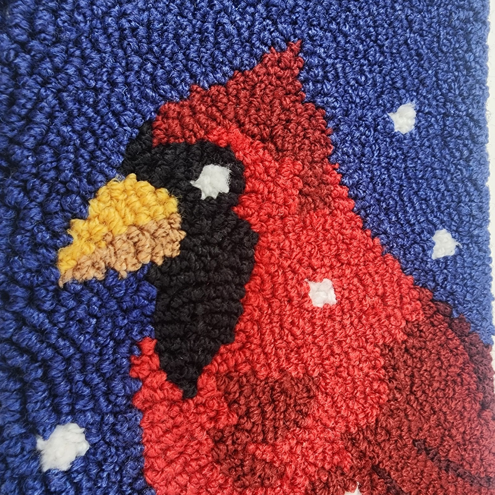 Christmas Stocking Latch Rug Hook Loop Pile 3D Red Cardinal 7″ x 19″