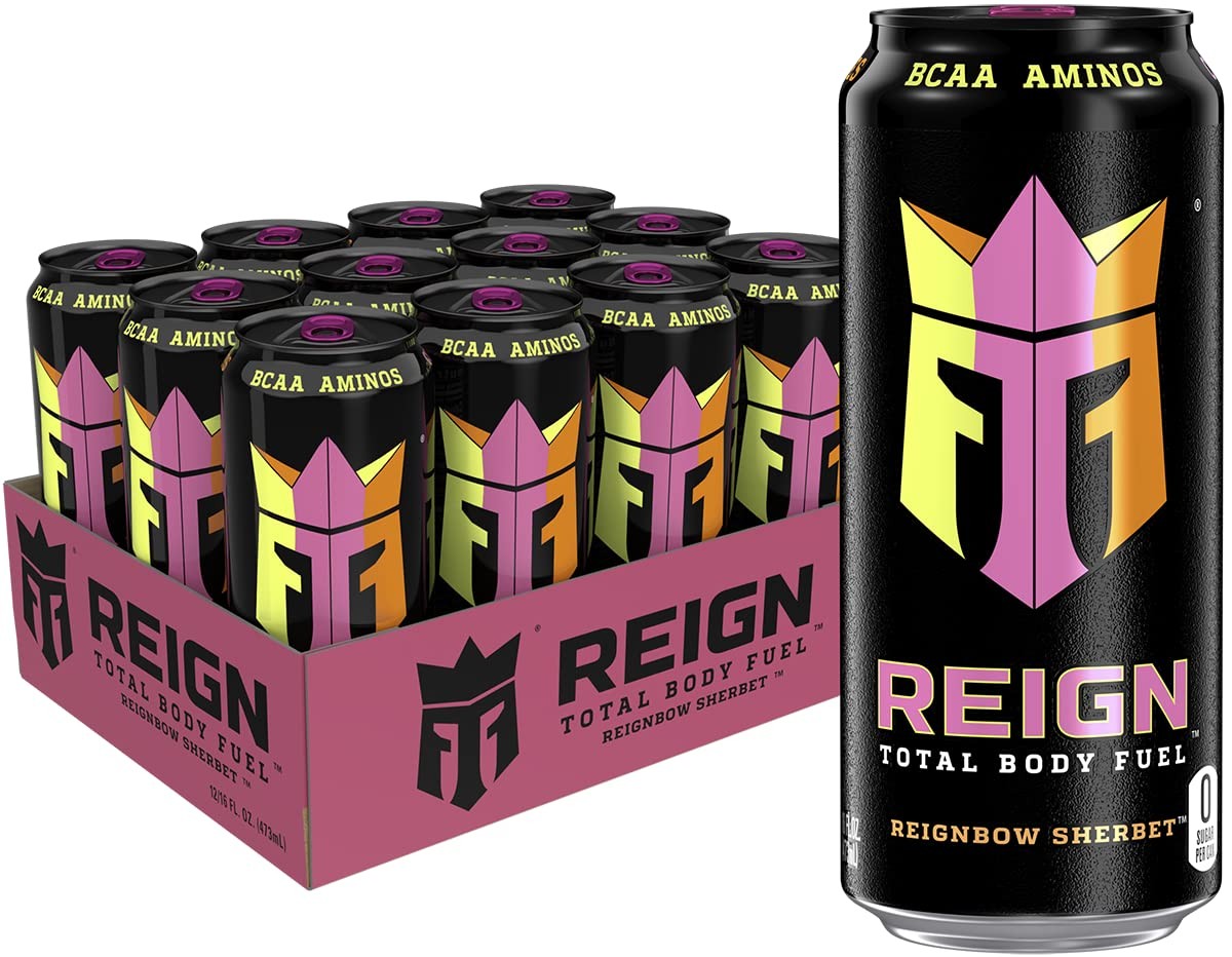 REIGN Total Body Fuel, Reignbow Sherbet, Fitness & Performance Drink, 16 Fl Oz (