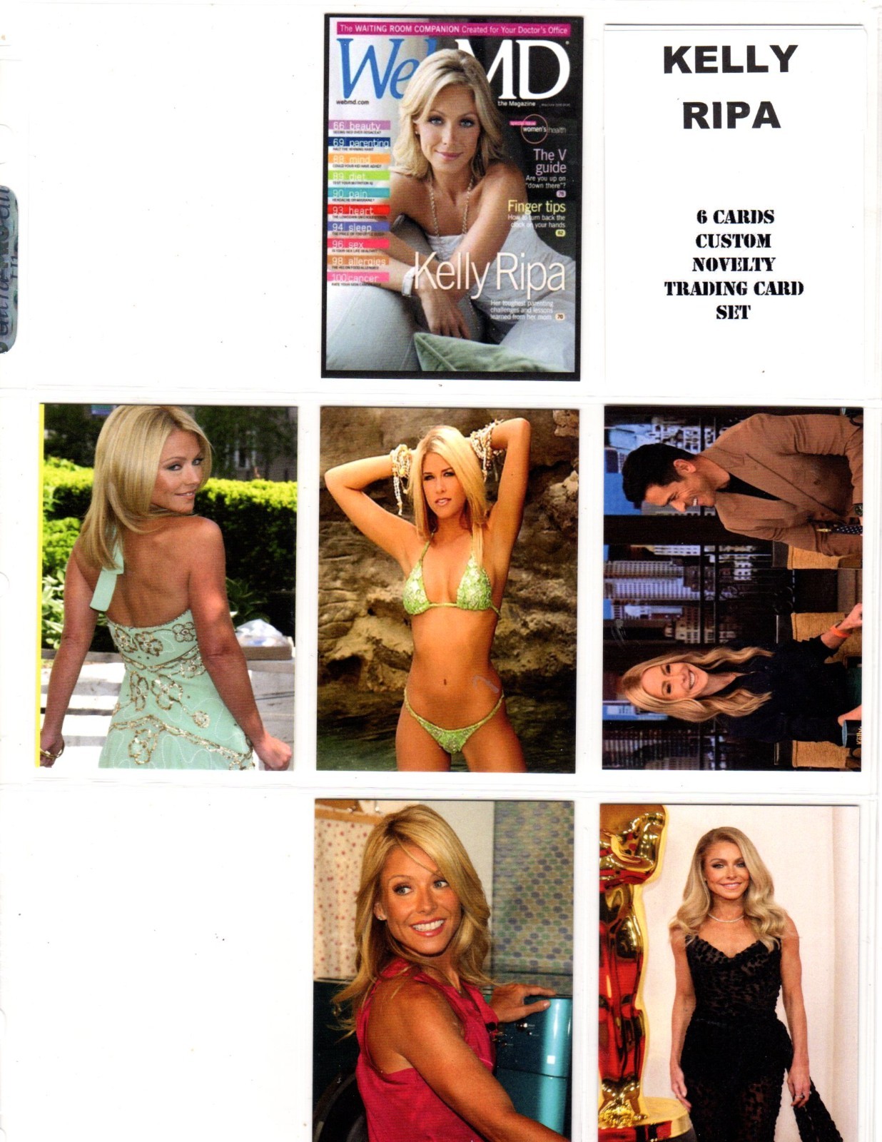 KELLY RIPA CUSTOM NOVELTY TRADING CARD 6 CARDS SET