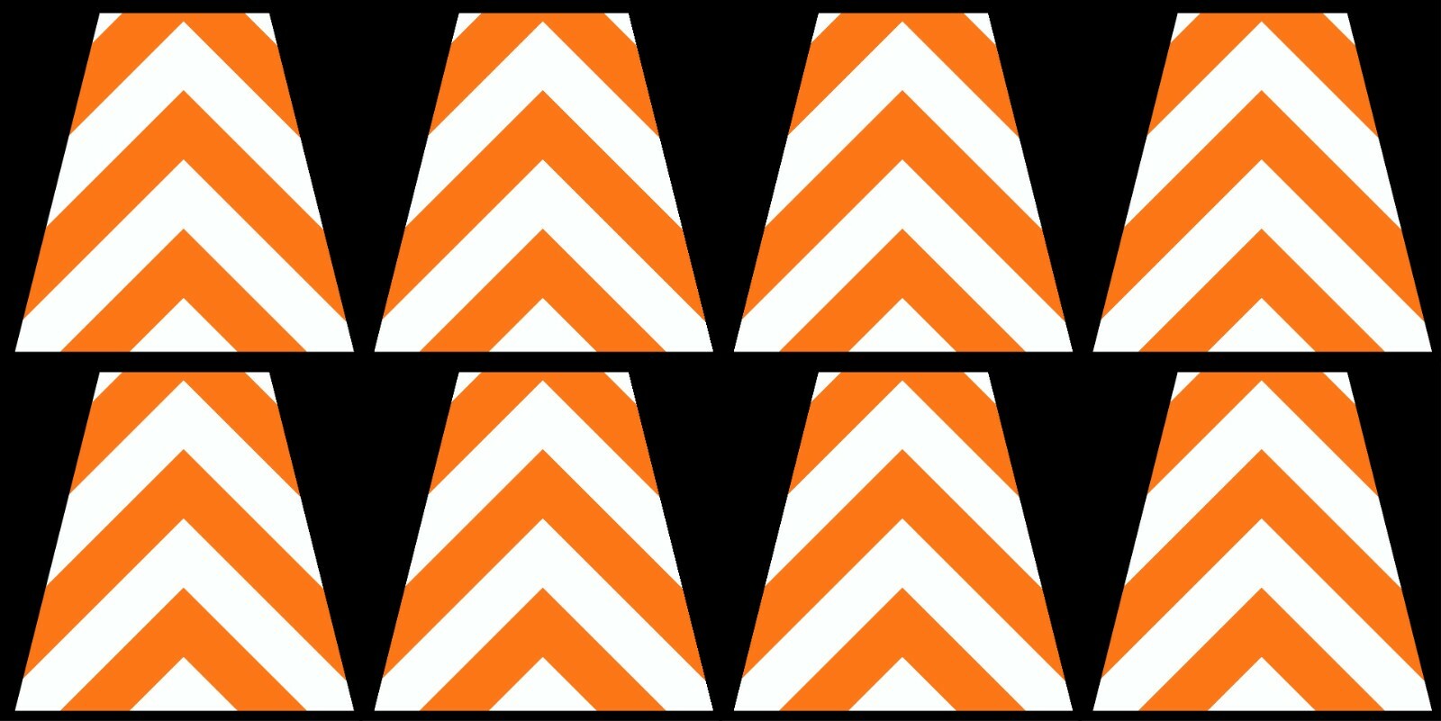 8 Fully Reflective Orange and White Chevron Helmet Tetrahedron Tet Trapezoid