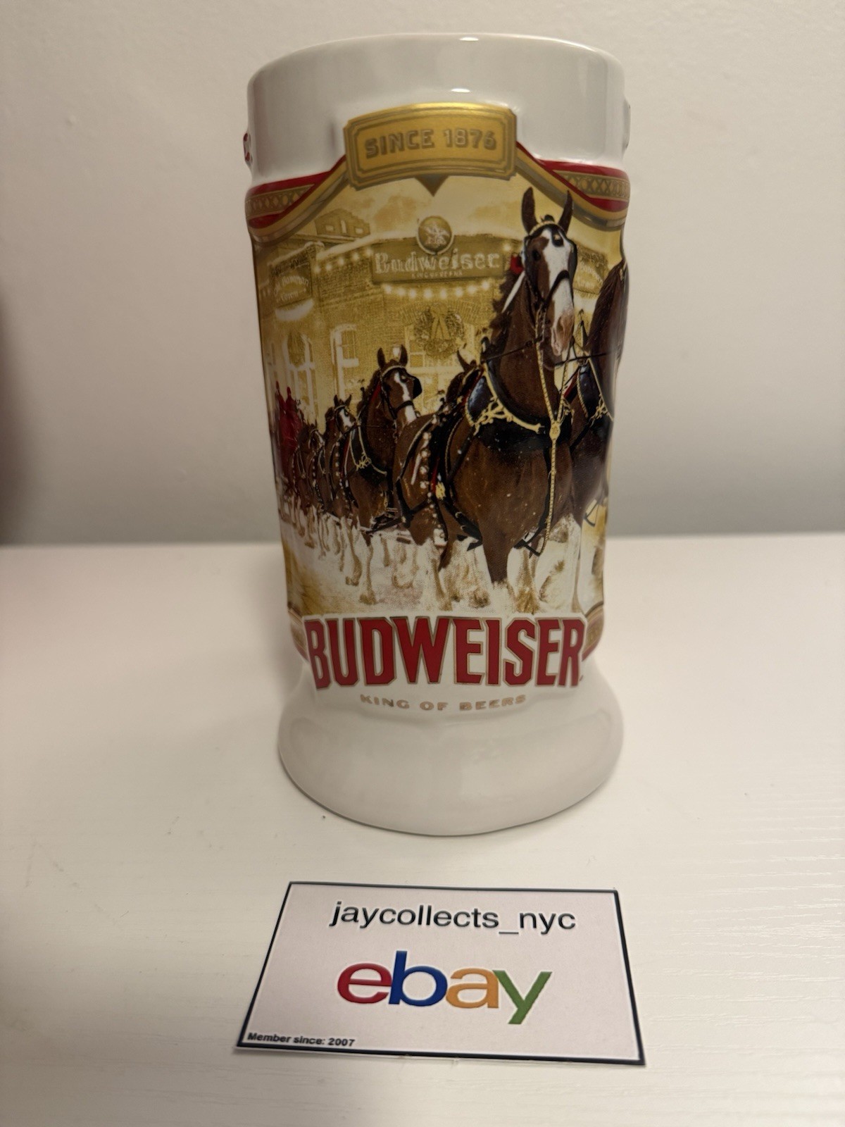 45th Edition Limited Edition Budweiser Clydesdales Holiday Stein Preowned