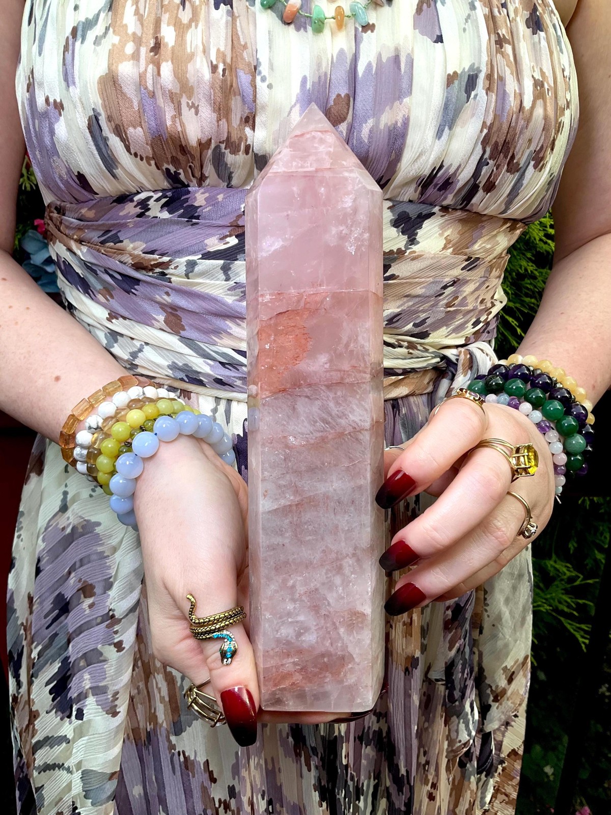 Red Phantom Quartz Crystal Generator ~ Large 2 Lb. 4 oz. ~ 9″ Tall ~ Kundalini