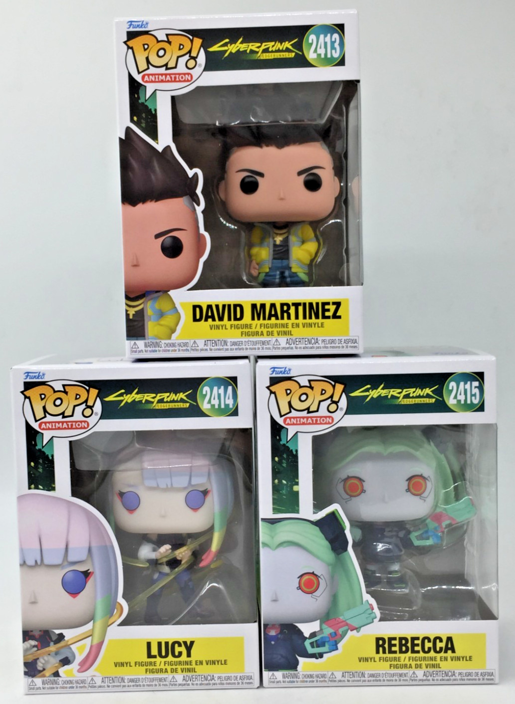 Funko Pop! Cyberpunk David Martinez #2413 Lucy #2414 Rebecca #2415 Set of 3