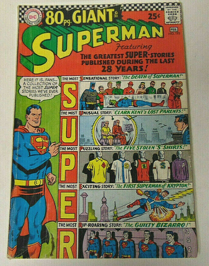 Superman #193 GD/VG 80 Pg Giant G31 1967 Greatest Super-Stories of Last 28 Years
