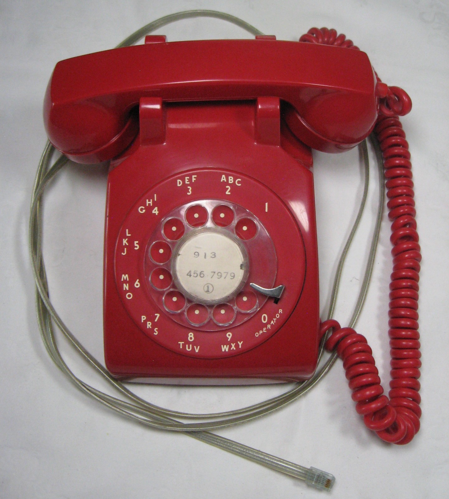 vintage ITT RED desktop rotary dial corded telephone phone Model 500 = WORKS !!