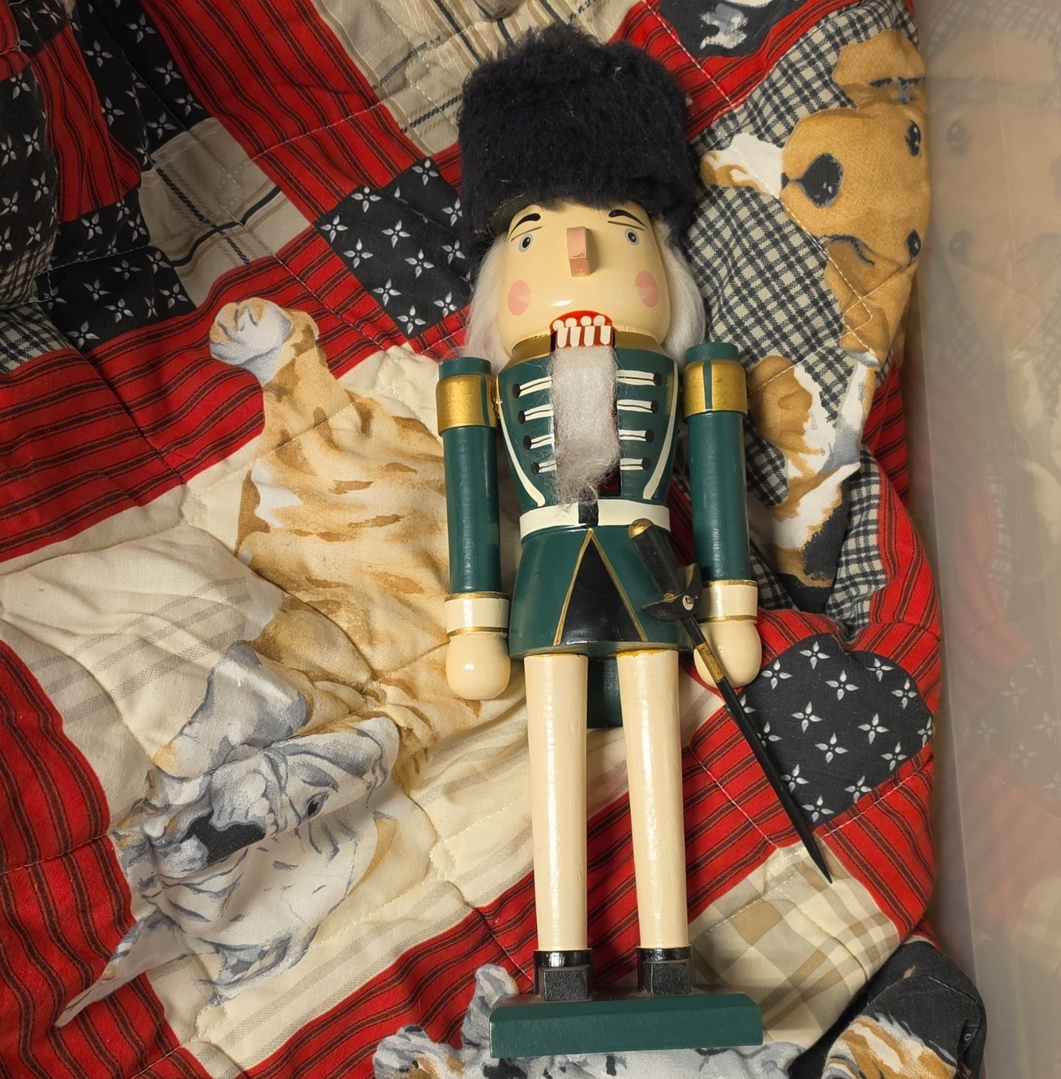 Wood Christmas Nutcracker Soldier Figure Decorative Green White Black