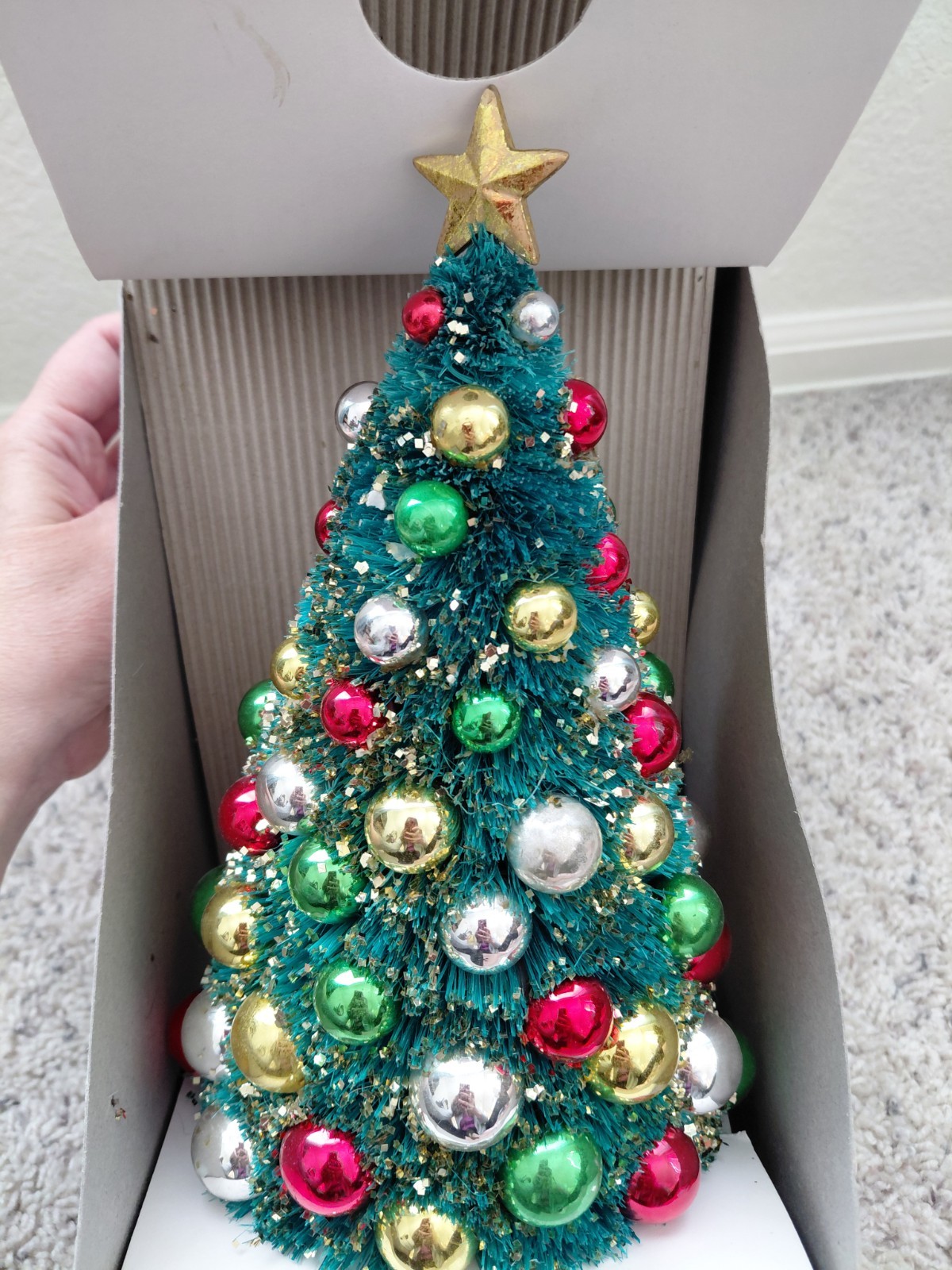 Christopher Radko Shiny Brite Bottlebrush Tree Christmas 12” Multi Color