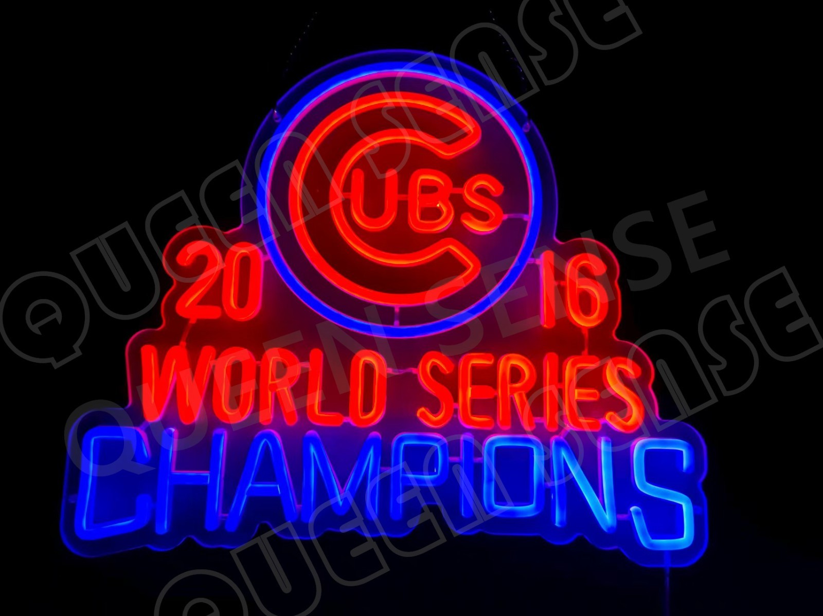 16″ Chicago Cubs 2016 World Series Champs LED Neon Sign Dimmer USB Powered VL
