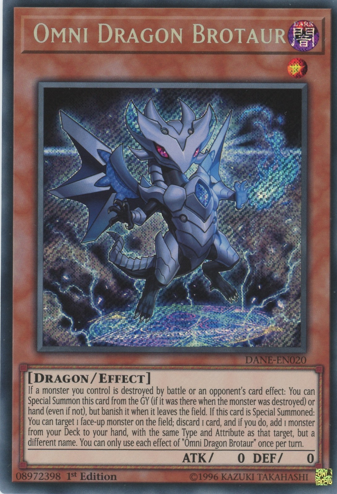 Yugioh Omni Dragon Brotaur DANE-EN020 Secret Rare 1st Edition NM